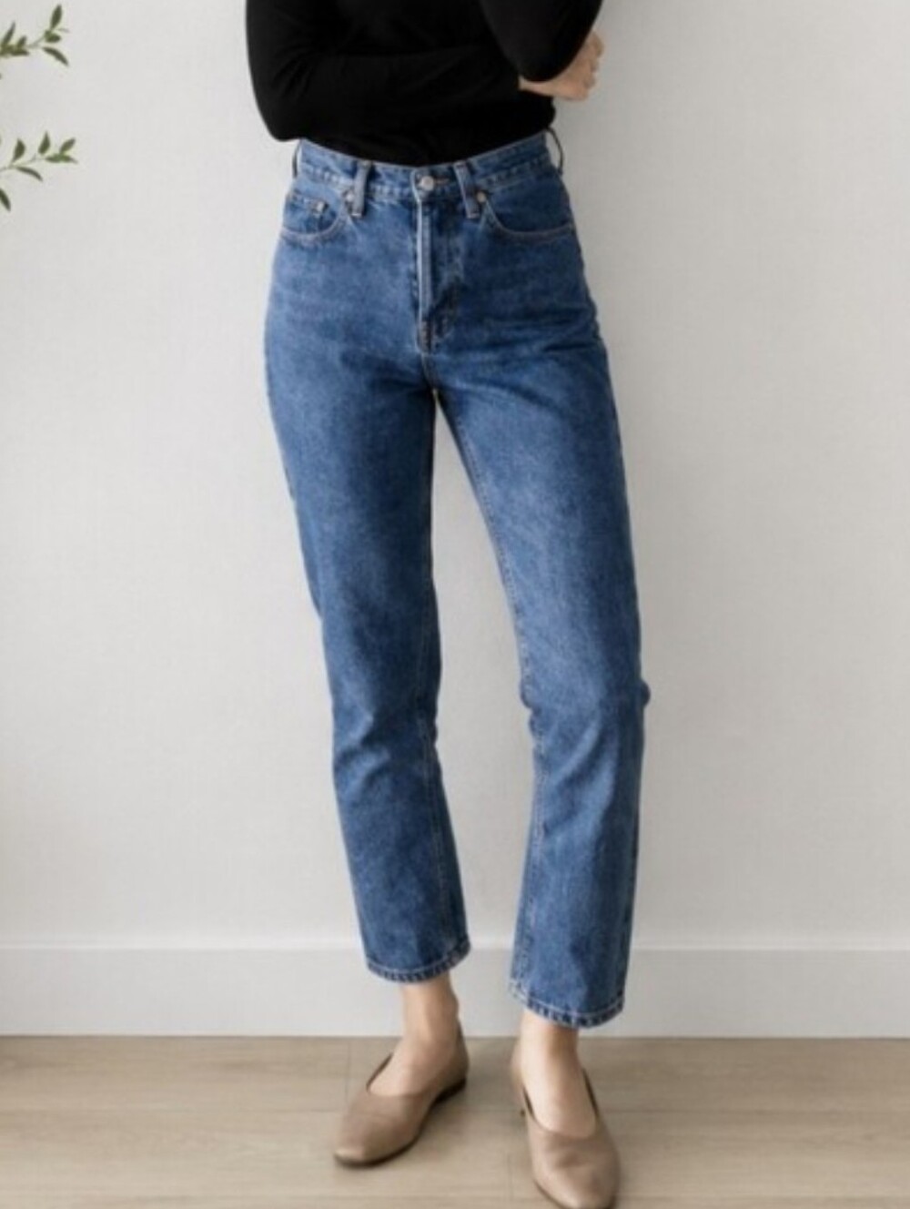 Everlane The Curvy 90s Cheeky Straight Jeans Ankle Length Size 26 Med Blue Wash